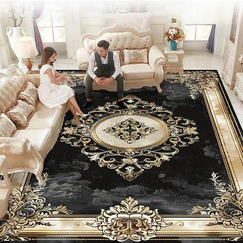 European Style Large Size Household Carpets for Living Room Decorative Rug Carpets for Bed Room Washable Non-slip Floor Mat Blue