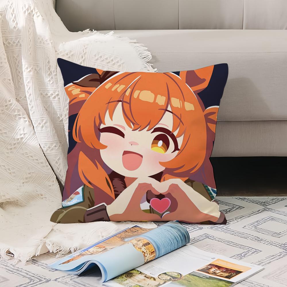 Söt U-Uma M-Musume P-Pretty D-Derby Kuddfodral Kontorskuddar Lämpliga för Soffa Bil Sovrum Dekorativt Kuddfodral