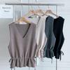 New ArriVals Open Run Women Viscose V Neck Cut Waist String sleeVeless Knit
