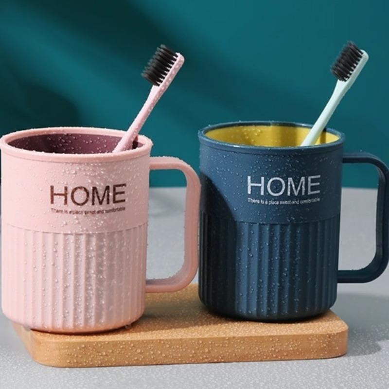 Washbasin Cups School Dormitory Brushing Cups Plastic Children's Cups with Handles Thickened Cups Couple Cups Toothpicks