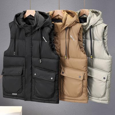 Autumn and Winter Men's Waterproof Cotton Vest Loose Handsome Vest Warm Student Trend Vest Thickened Jacket