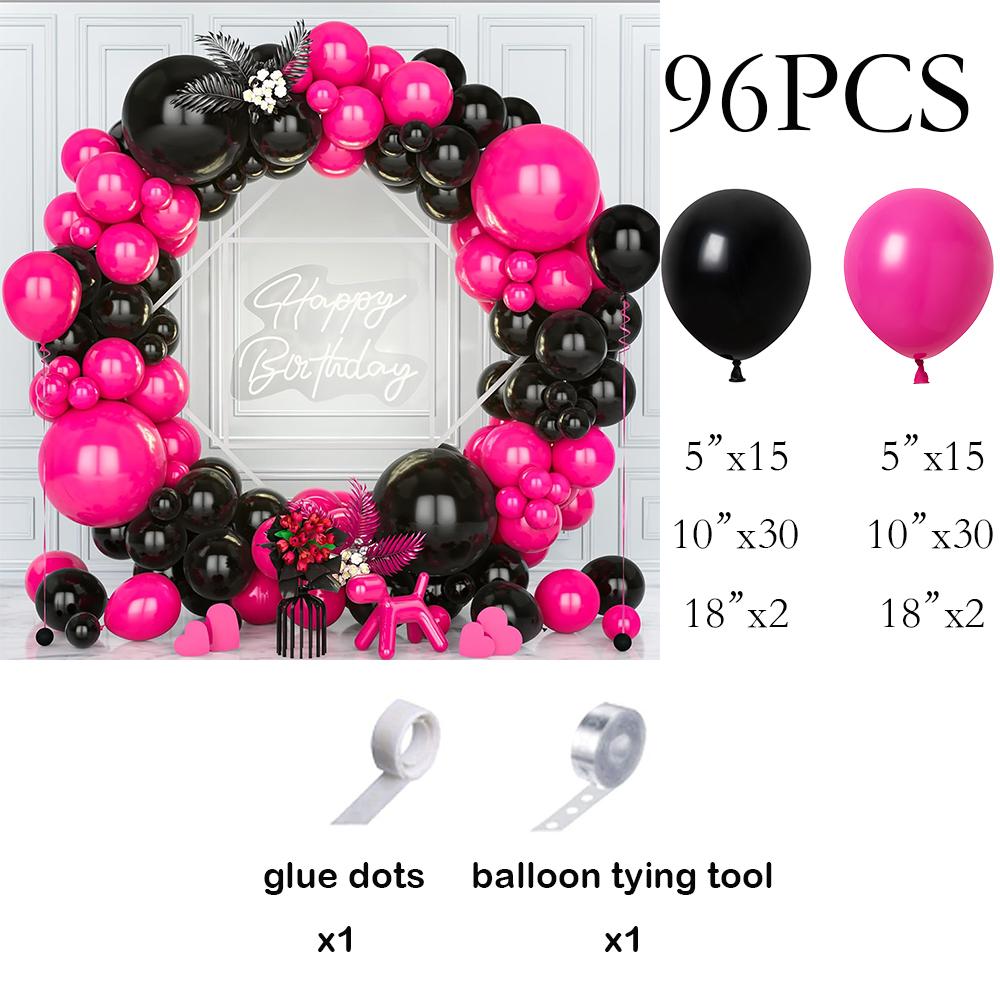 

Hot Pink Balloons Arch Kit Black Rose Red Balloon Garland Wedding Bridal Shower Birthday Party Gender Reveal Decoration Globos AS Picture