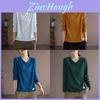 Casual Long Sleeve T Shirt For Women With V Neck And Polyester Fabric For Daily Wear