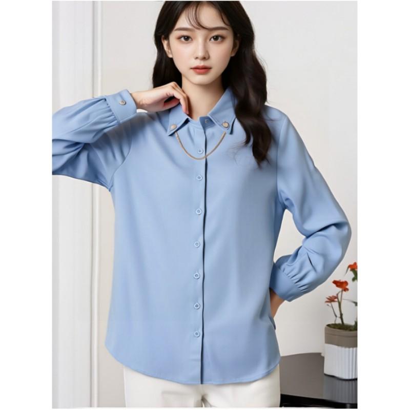 

Women s Spring Solid Color Long Sleeve Shirt Personalized Design Top 6XL чёрный