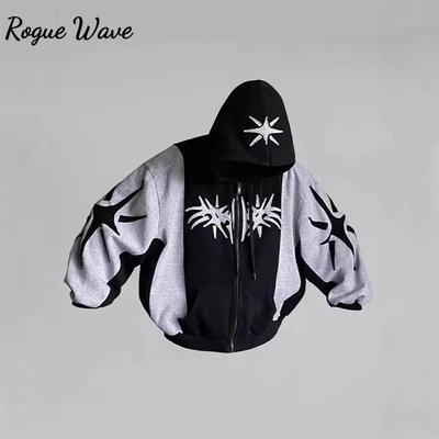 RogueWave Amerikaanse Harajuku Mode Geborduurde Letter Oversized Hoodie Y2K Hip Hop Gothic Casual Joker Pullover