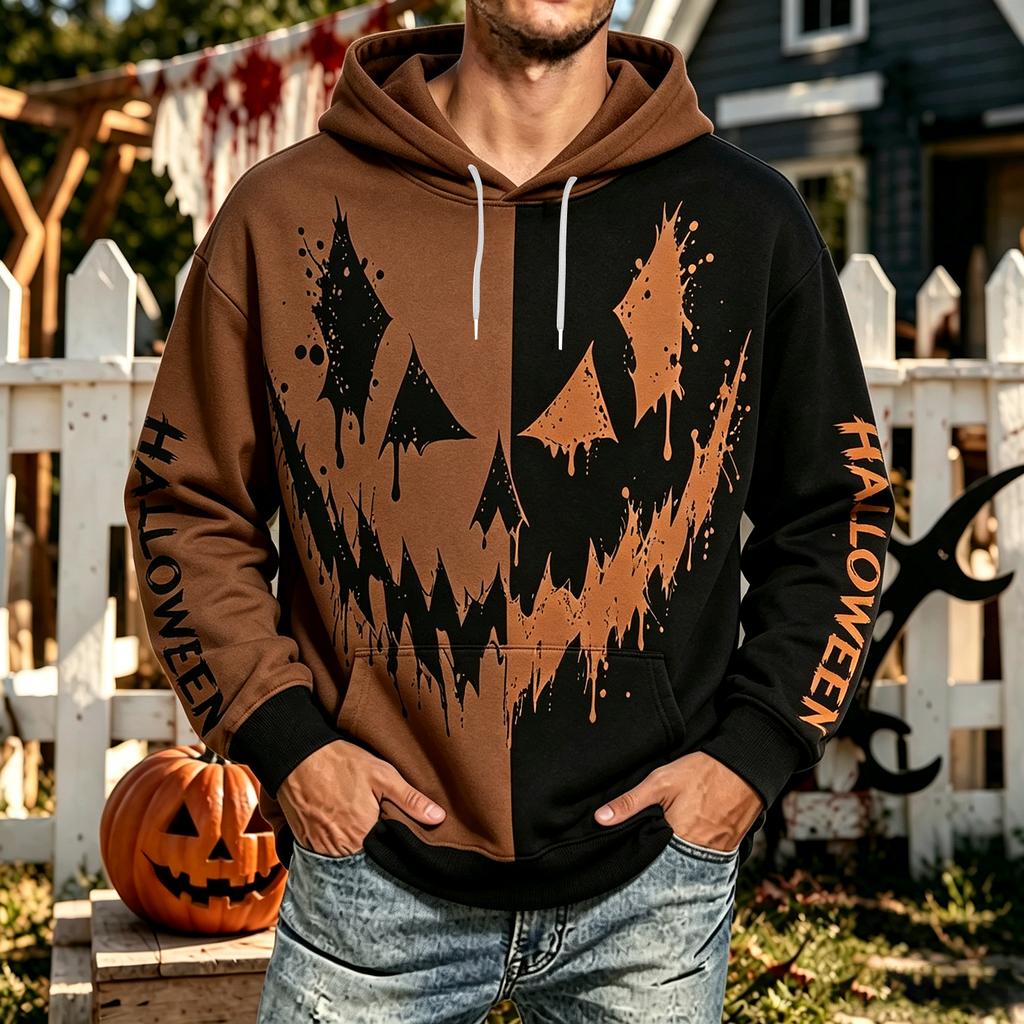 Men's Halloween Hoodie with Pockets Casual Sporty Comfortable Pullover Sweatshirt