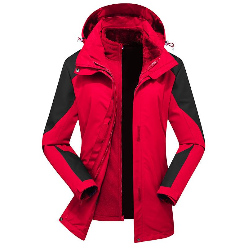 

Jacket Three-in-one Outdoor Winter Women s Jacket Windproof and Waterproof Removable Mountaineering Jacket Thickened Coral Velvet 3XL