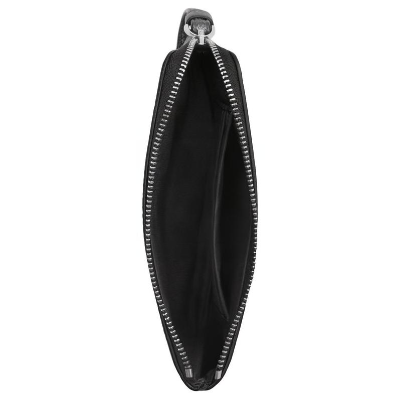Coach 16 Brand Logo Zipper Closure Artificial Leather Wrist Bag Clutch Small Women's Black Gray