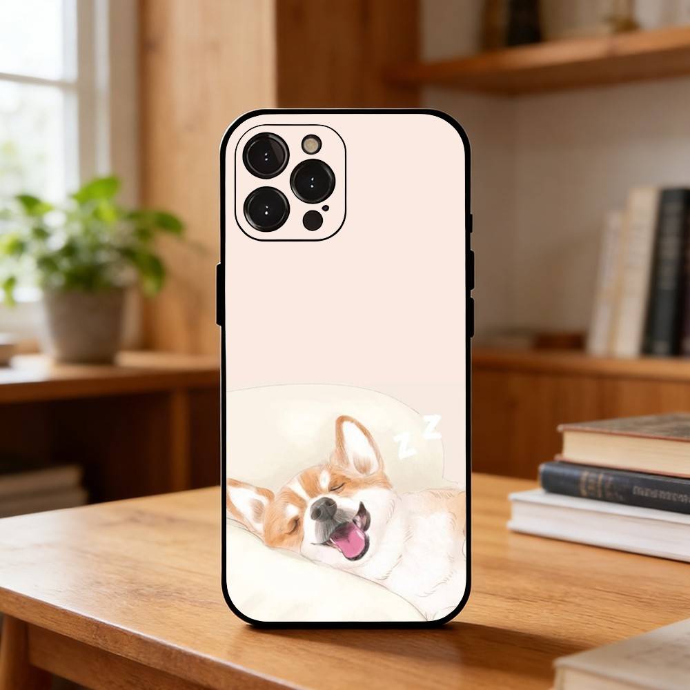 C-Cute Corgi Phone Case For iPhone17 16 15 14 13 12 11 Pro Max Plus,5G Soft Black Case