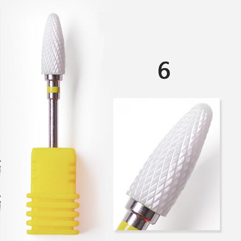 Ceramic Nail Drill Bit Art Smooth Flat Top Rotary Manicure Pedicure 3/32" Shank