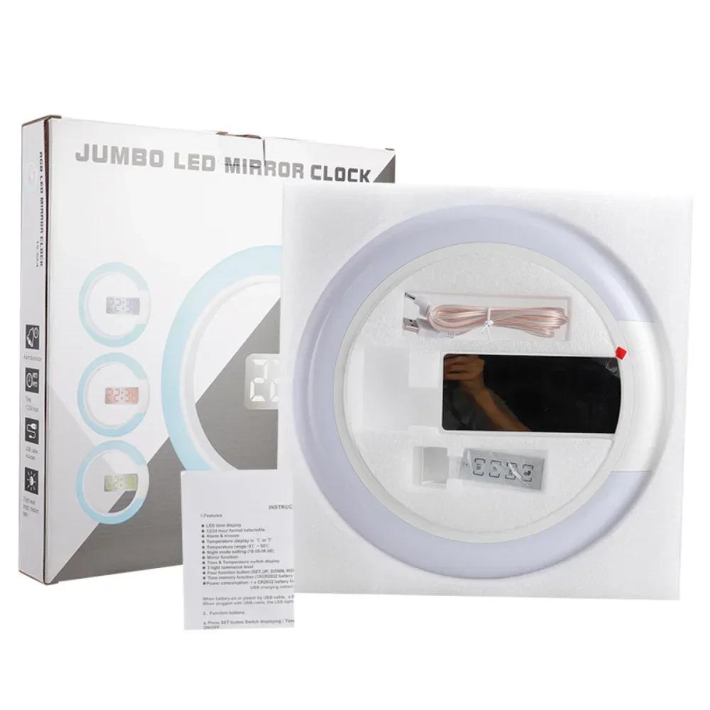 China High Quality LED mirror wall clock digital wall clock Digital Clock with Alarm Temperature 7 Color RGB Light P9H9T7