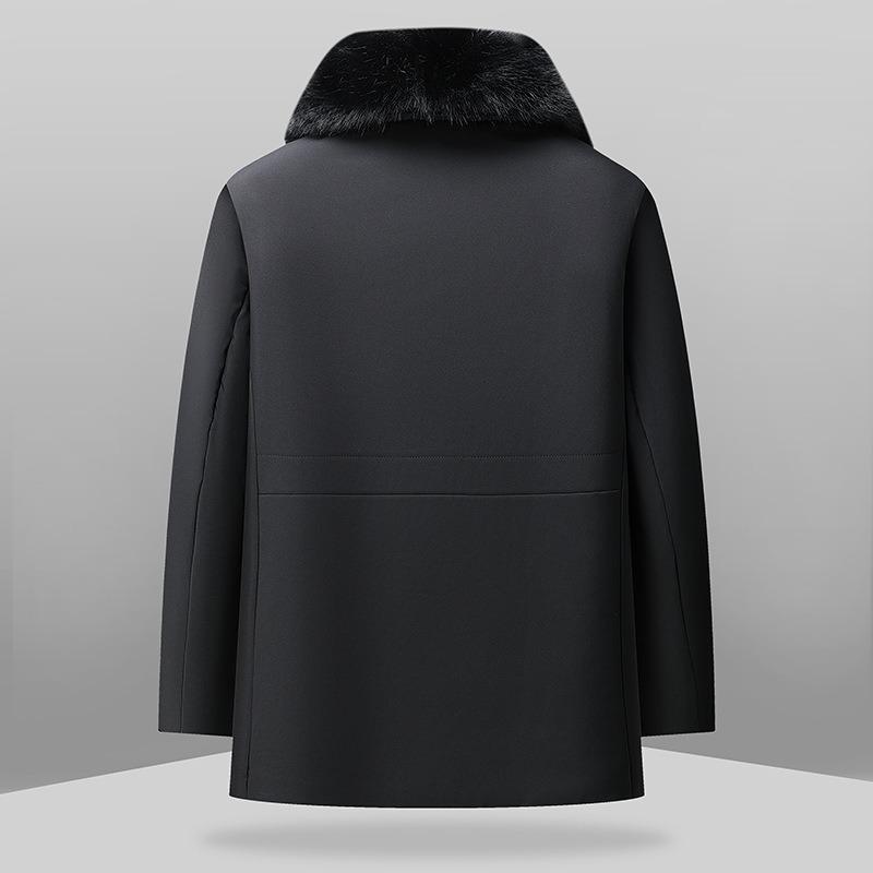 Winter medium and long velvet cotton clothes, removal of fur collar father clothes, medium and elderly casual thickened cotton-padded clothes