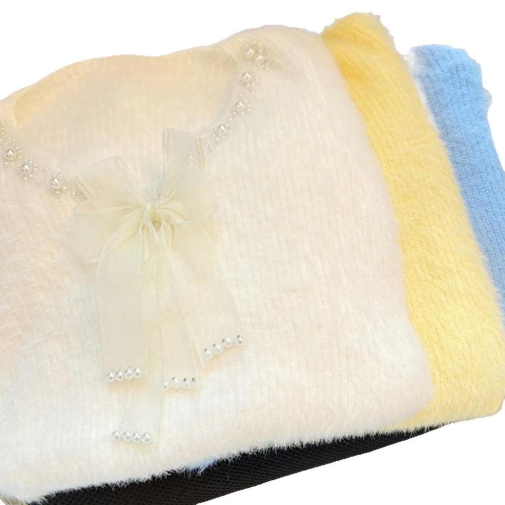 Women's Autumn/Winter Knitted Sweater Bow Short Sweet Soft Inner Knitted Butterfly