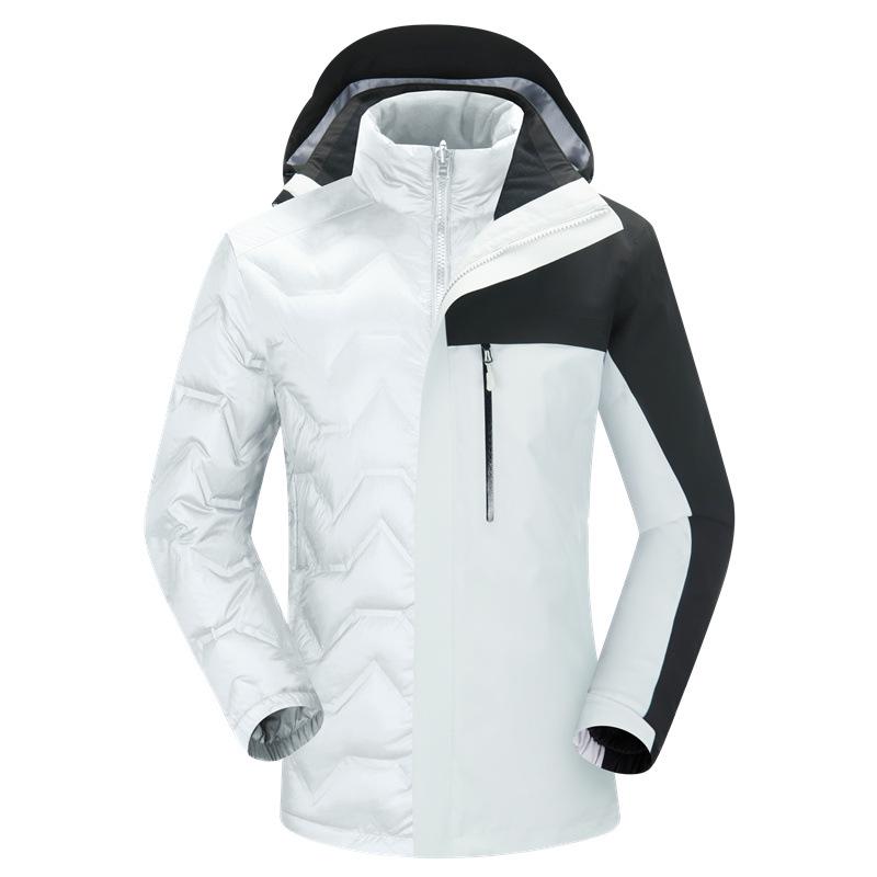 Women's Water-Repellent 3-in-1 Detachable Down Hooded Jacket - Autumn/Winter Mountaineering Top.