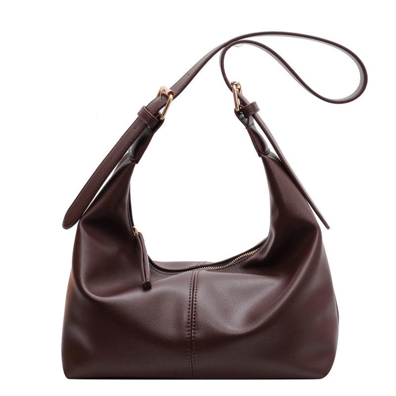 Soft leather one shoulder messenger bag women's 2025 new fashion retro dumpling bag large capacity tote bag