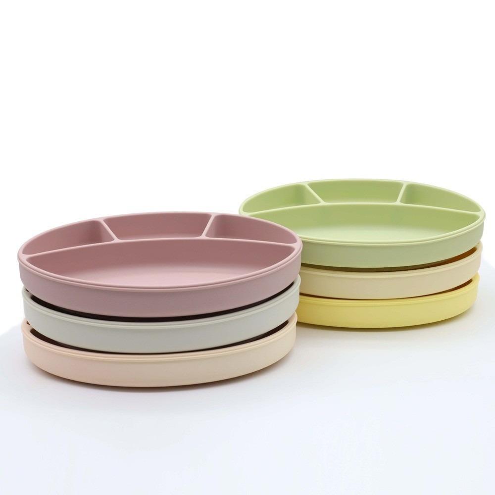 Waterproof Silicone Divided Plate Non-Slip Toddler Eating Plate Kids Feeding Plate  Baby Feeding