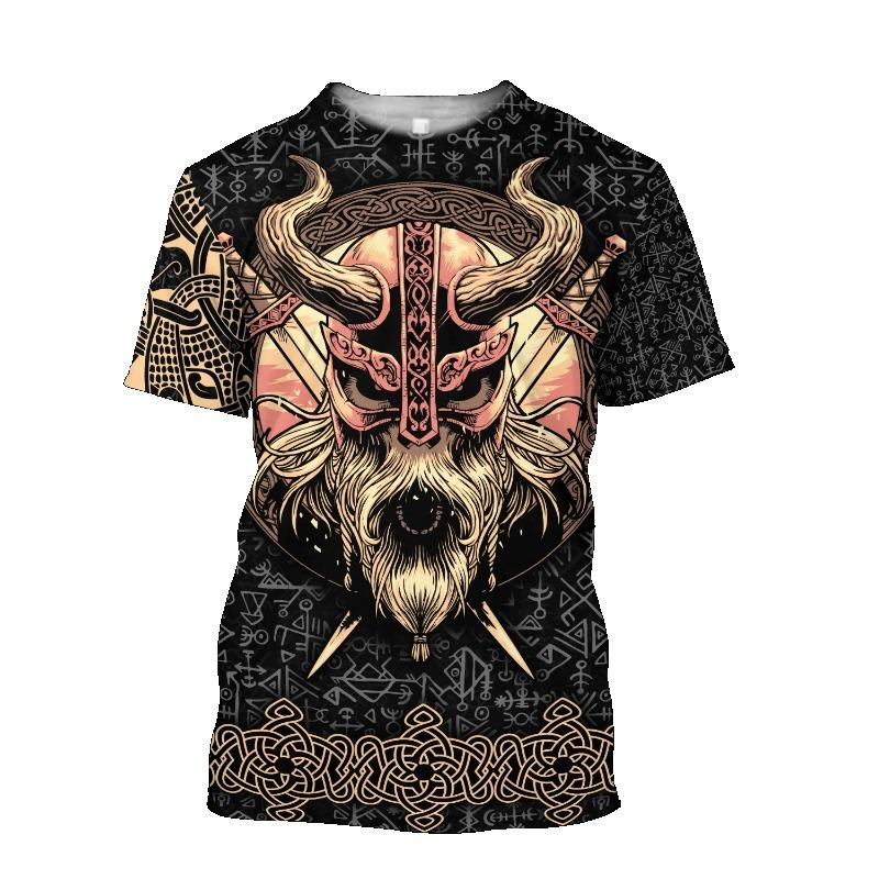Summer New Hot Viking Graphic 3d Printed Men's T-shirt Comfortable Breathable Plus Size Loose Stylish Casual Top
