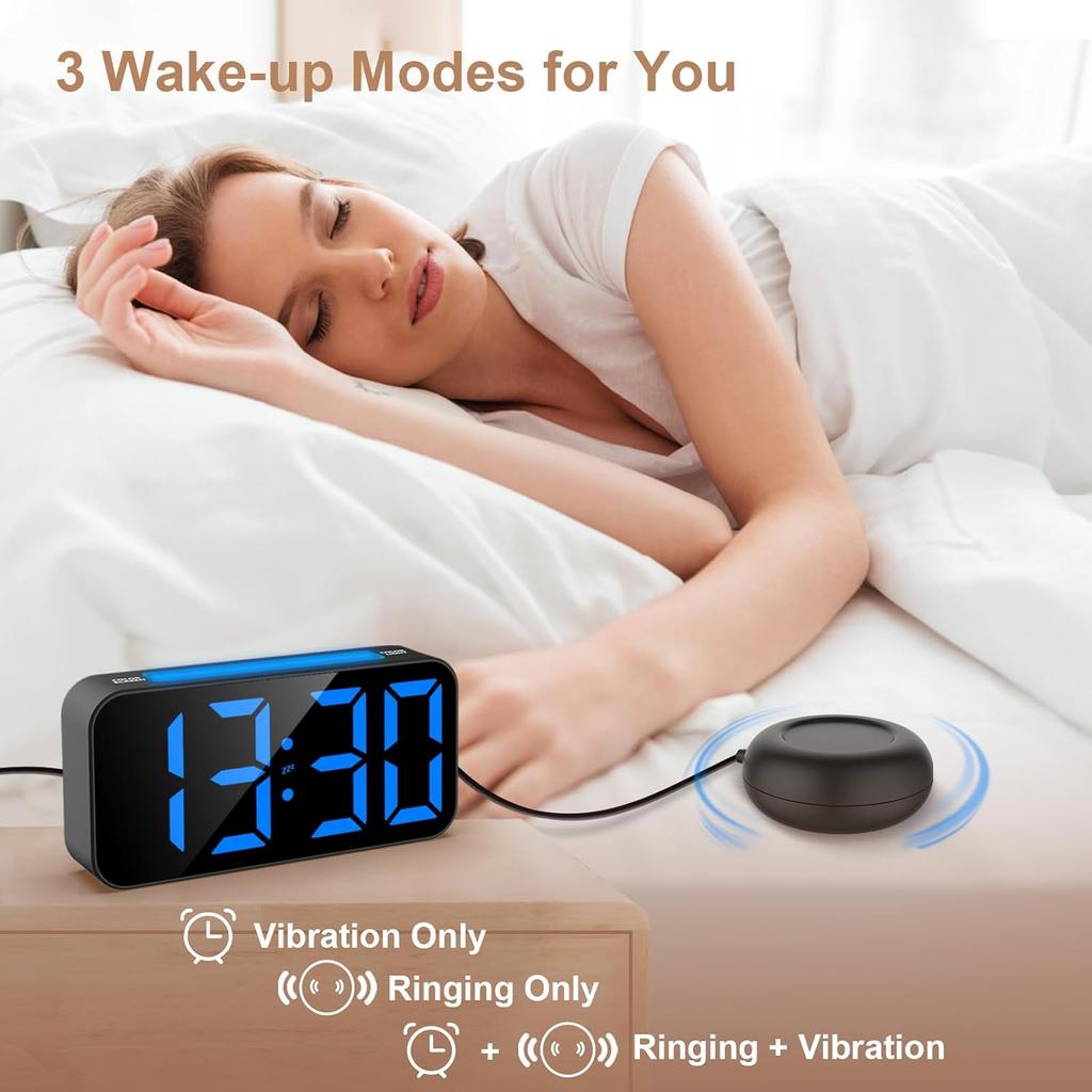 Digital Alarm Clock RGB Dimmable Desk Clock Dual Alarm Bedside Clock with Night Light,Snooze