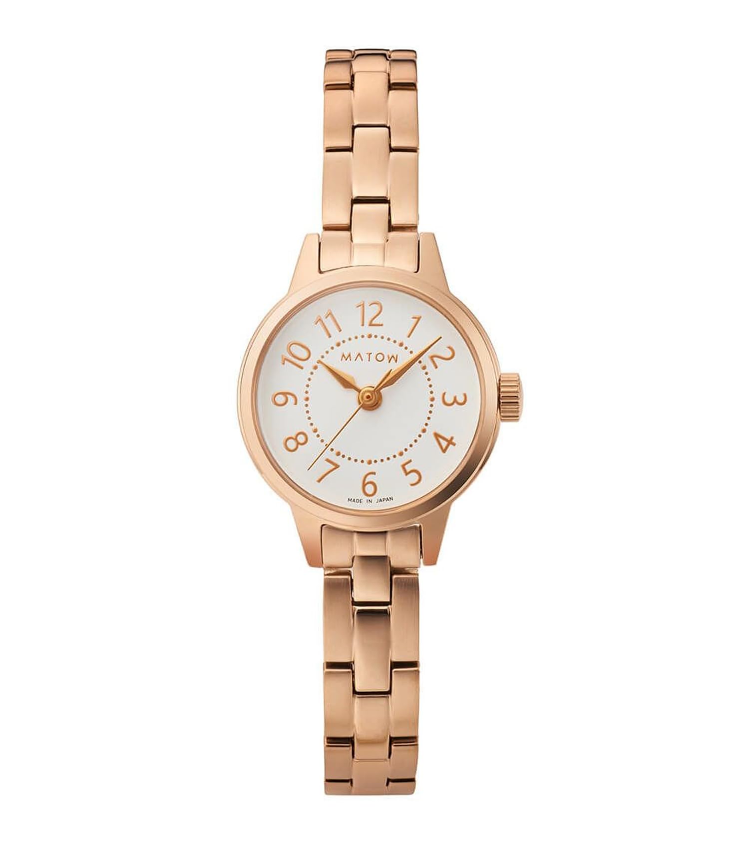 Authorized Dealer Matow Watch Metal Belt Bracelet mw005002 Round Rose Gold White [MATOW] Women s [Tsuki Seigetsu]