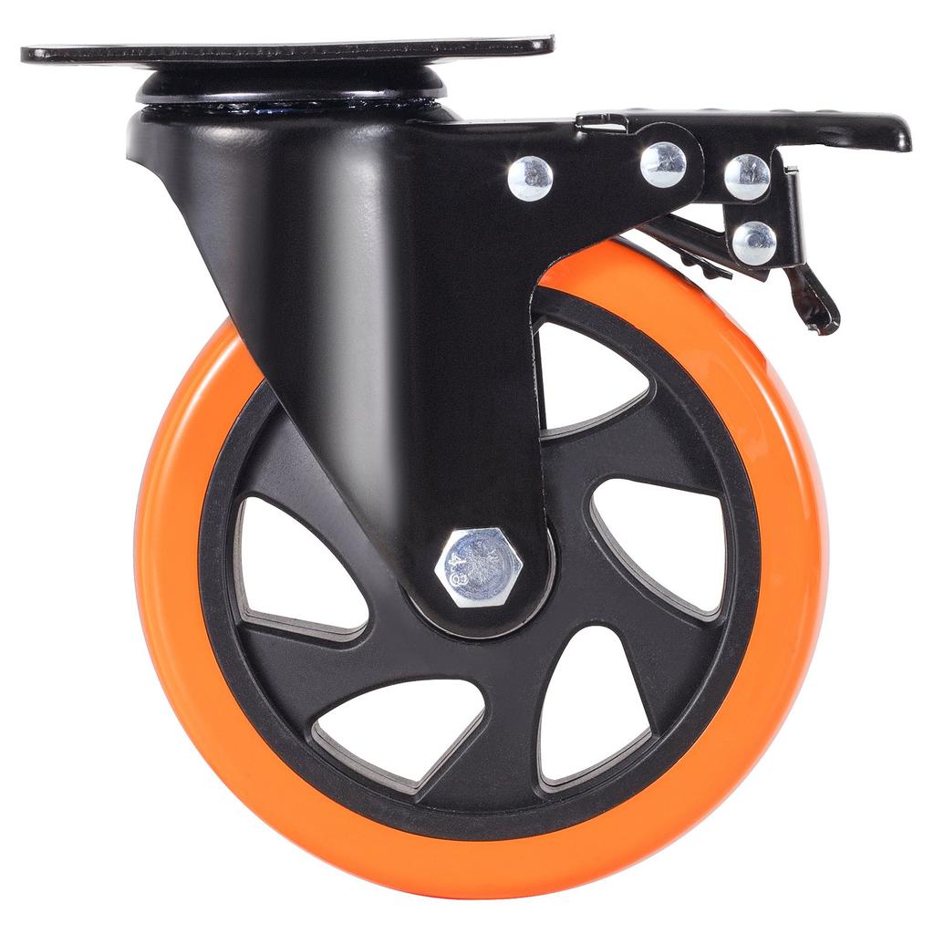 VEVOR Caster Wheels, 12.7 cm Swivel Plate Casters, Set of 4, with Security A/B Locking No Noise PVC Wheels