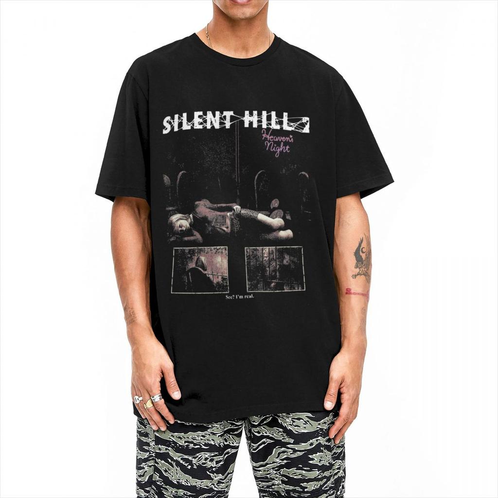Silent Hill 2 SH2 T-Shirt Heavens Night Beliebte T-Shirts Kurzarm Y2K Basic Oberteile Strand Baumwolle Rundhals Oversize Top Tees