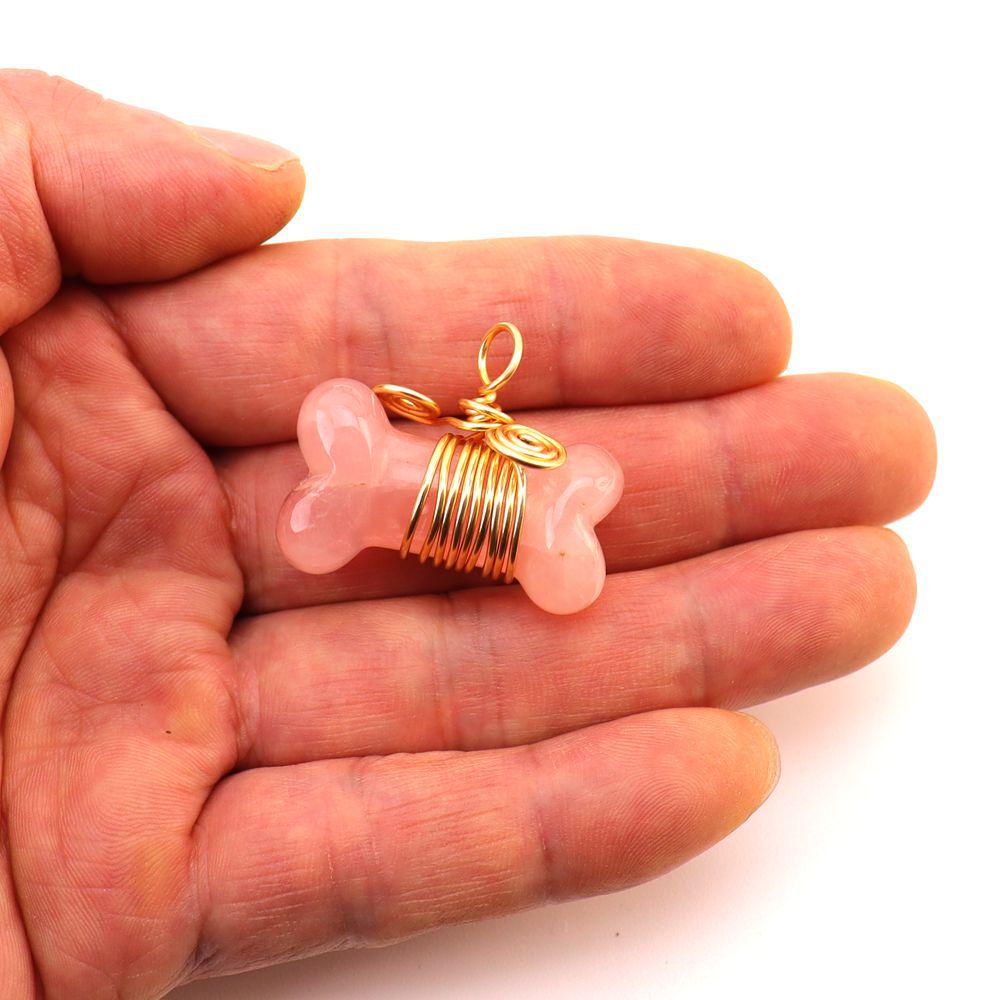 35mm Handmade Wrapped Wire Agate Amethyst Bone Necklace with Natural Crystal Stones (N729)