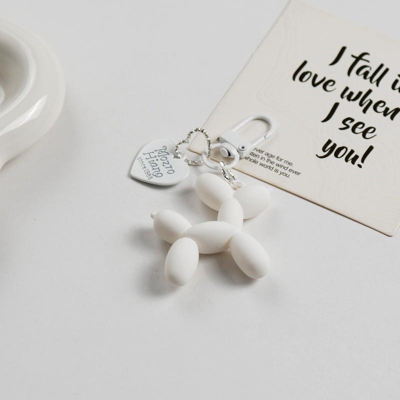 Trendy Acrylic Balloon Dog Keychain & Heart Pendant Backpack Accessory