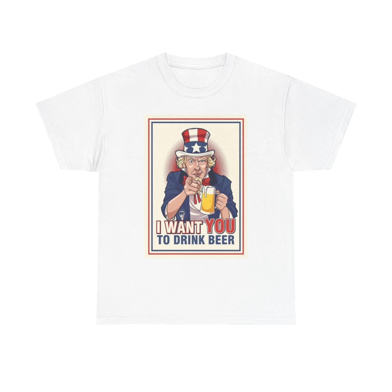 Men s and Women s T-shirts Uncle Sam I Want You To Drink Beer Graphic XL