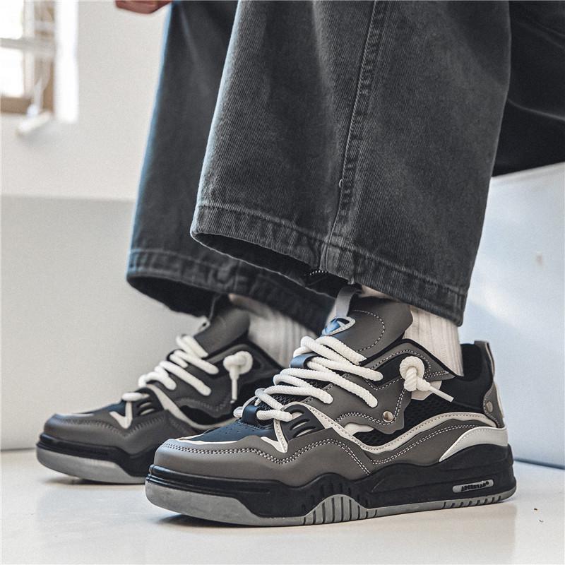 Men's Summer Sports Casual White Low-top Sneakers with Thick Sole