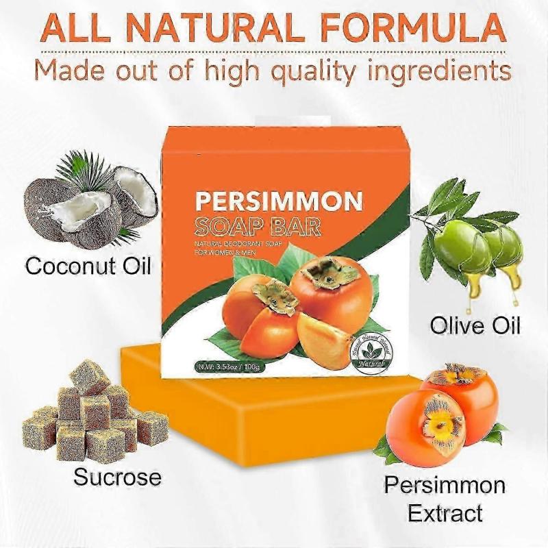 Kaki Seifenstück zur Körpergeruchskontrolle, Natürliches Deodorant Körperseifenstück gegen Alterungsgeruch, Entfernt Nonenal-Körpergeruch, Organische Beseitigung von Körpergeruch