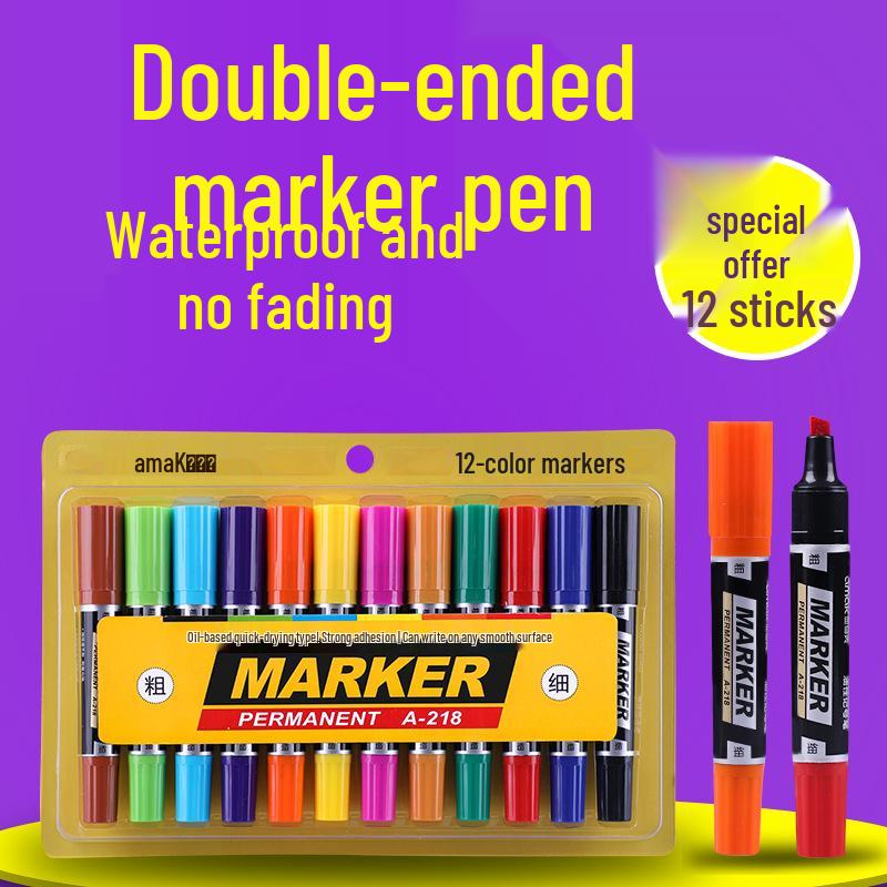 12 Color Jumbo Tip Permanent Oil-Based Refillable Marker Pens for Posters Brown