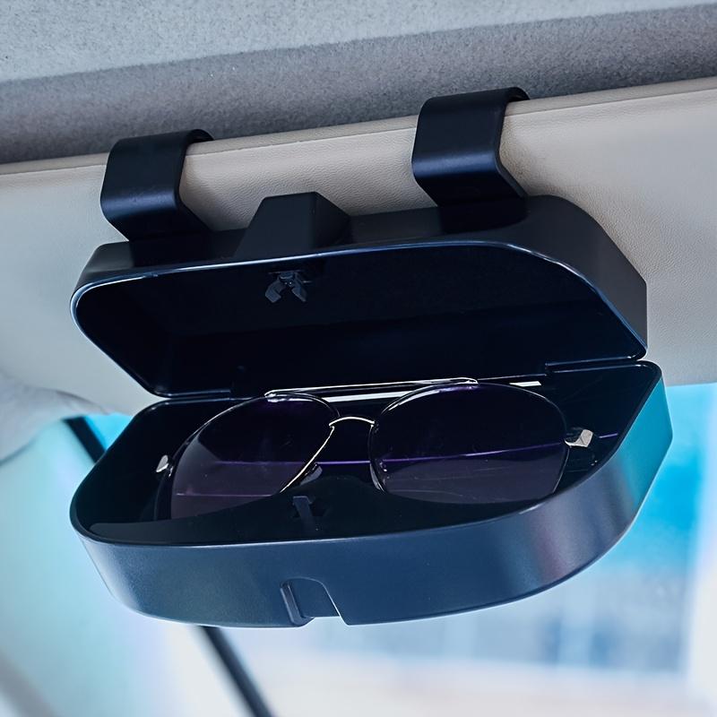 Car Glasses Holder - Universal Fit, Multi-Functional ABS Resin Storage Box with One-Handed Pop-Up, Card Slot for Vehicle