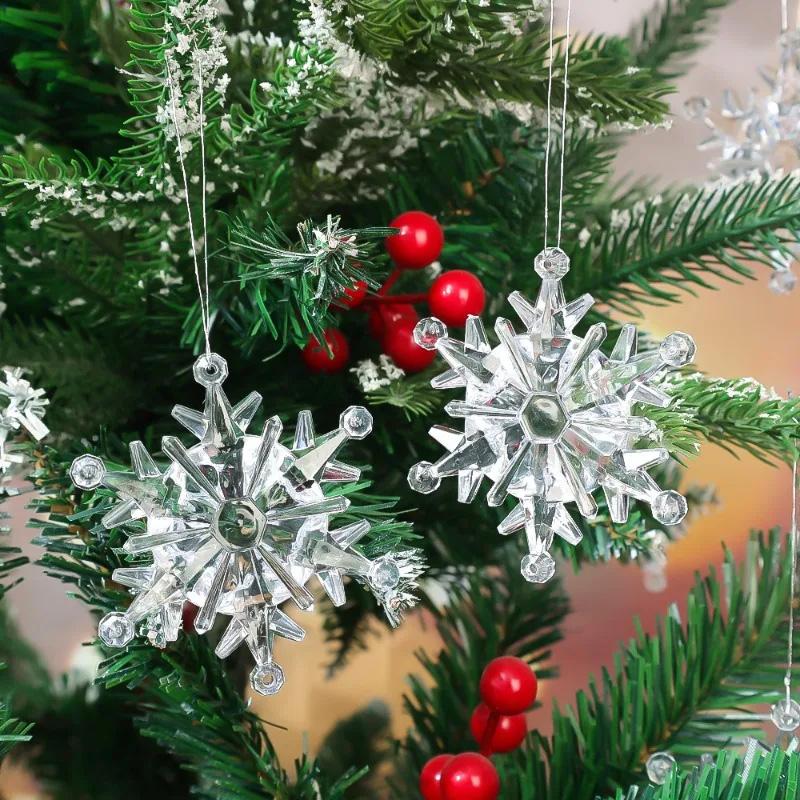 4/6PCS Angel Pendant Party Decoration Snowflake Pendant Transparent Acrylic DIY Xmas Tree Christmas Hanging Ornaments