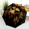 Lion Pattern, Automatic Folding Umbrella, Portable and Foldable Design, 8 Ribs, a Christmas or Birthday Gift.