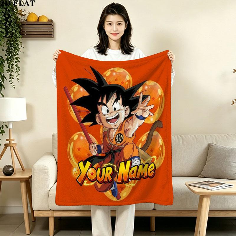 1PC Dragon Ball Adventure Custom Name Patterned Flannel Blanket Suitable For All Seasons for Home Decor Warmth and Comfort Gifts Holiday Gift