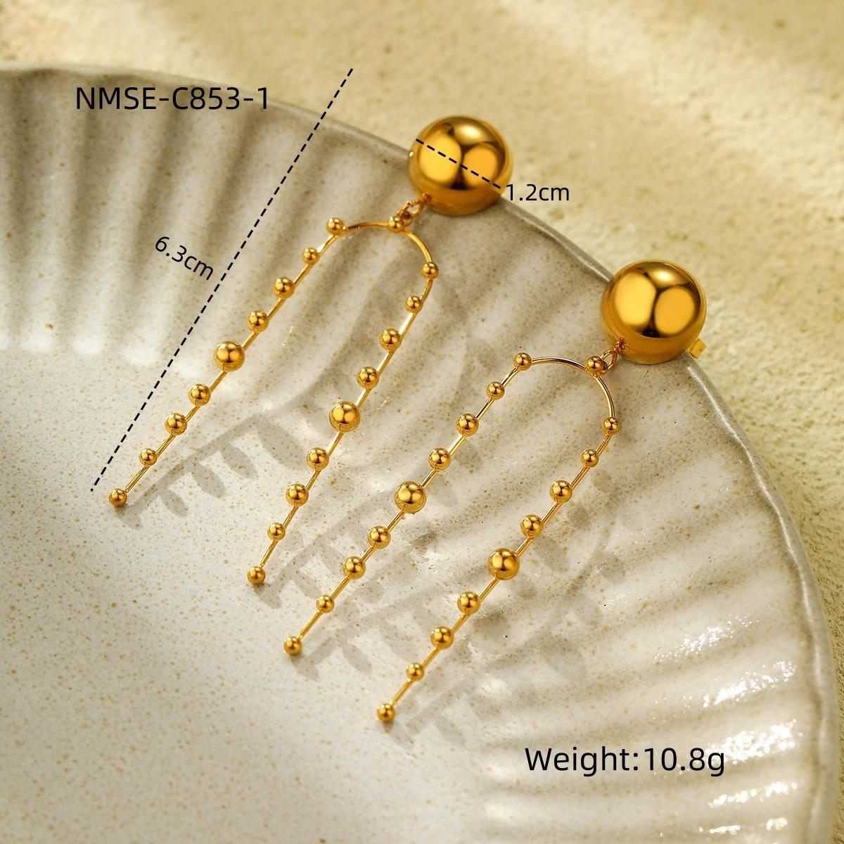 GEMCHIC Women s French Vintage Titanium Steel Round Bead Tassel Earrings Elegant Fashion Stud Earrings Wholesale