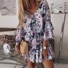 2021 Herbst Rosa Chiffon Pullover und Schlank machender Baumwoll Minirock für Damen