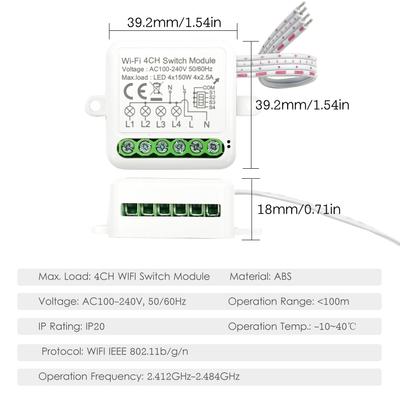 4CH WIFI Switch Module Mini Smart Module with Voice Control Mobilephone APP Control Timing Function