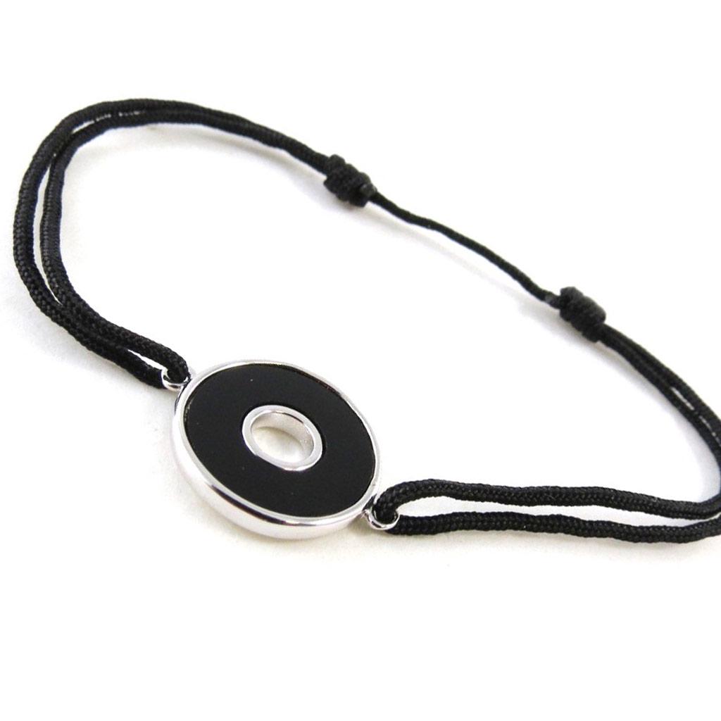 Les Trésors De Lily [I9897] - Brățară neagră de argint „Zen”.