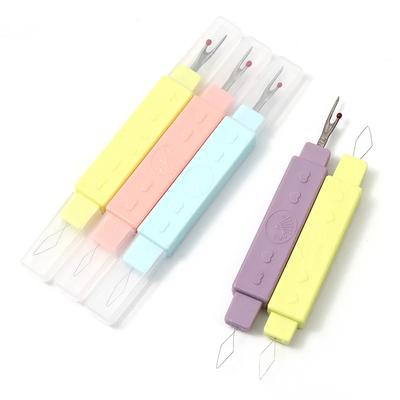 Portable Sewing Needle Threader Seam Ripper 2-in-1 Dual Purpose Sewing Tool Home Thread Cutter Double Head with Protective Cover