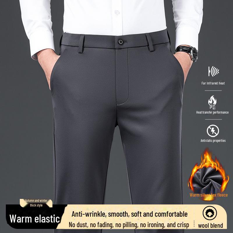 Herren Business Casual Hose mit schwarzem Samtfutter: Herbst-Winter Formeller Anzug Trend.