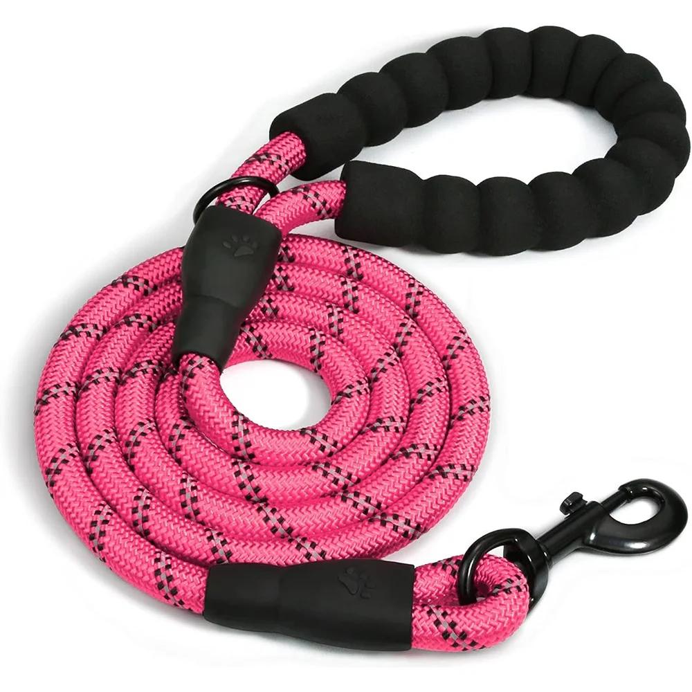 1.2cm 150cm/300cm Heavy Duty Nylon Braided Rope Dog Leash Comfortable Padded Handle Reflective Leashes for Medium Large Dog