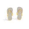 Unusual Design Flip Flops Stud Earrings for Women Copper Gold Color Hypoallergenic Simple Earrings Luxury Brand Zirconia Zircon