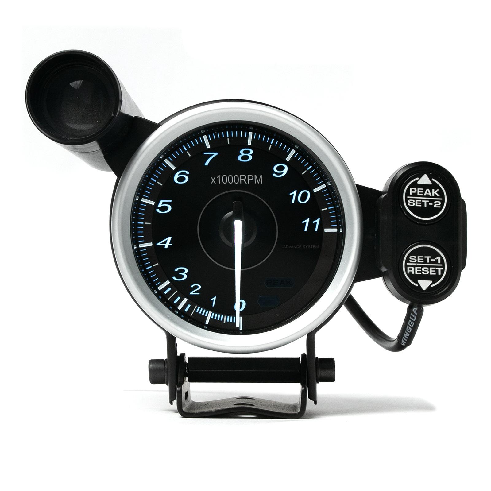 

80MM 7 Color New Auto Car Tachometer Gauge 0-11000 Rpm Meter High Speed Stepper Motor With Shift Light And Peak Warning чёрный
