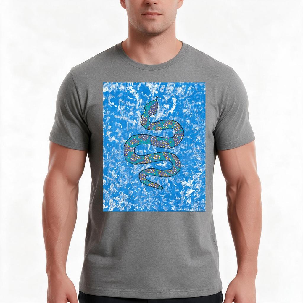 Ocean Spark Abstract Snake Black Outline Tshirt Summer Casual Cotton Tee Oversized Streetwear Tops Vintage Graphic Print