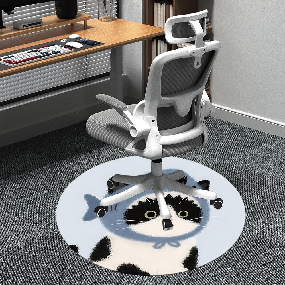 

1PC Shark Cat Office Round Area Rug, Indoor Mat Suitable ForOffice, Under Office Chairs Bedroom Living Room Home Decor, Room Deco f157 80cm by 80cm
