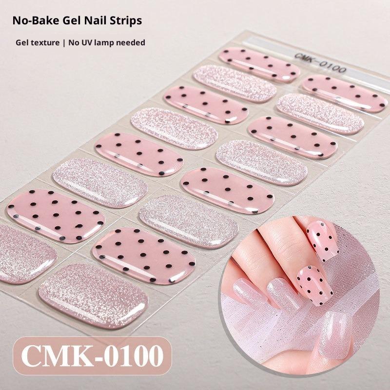 Cat-Eye Nagelsticker ohne Backen oder UV-Schutz, Grenzüberschreitende Florale, Karierte, Gepunktete Gel-Nagelsticker