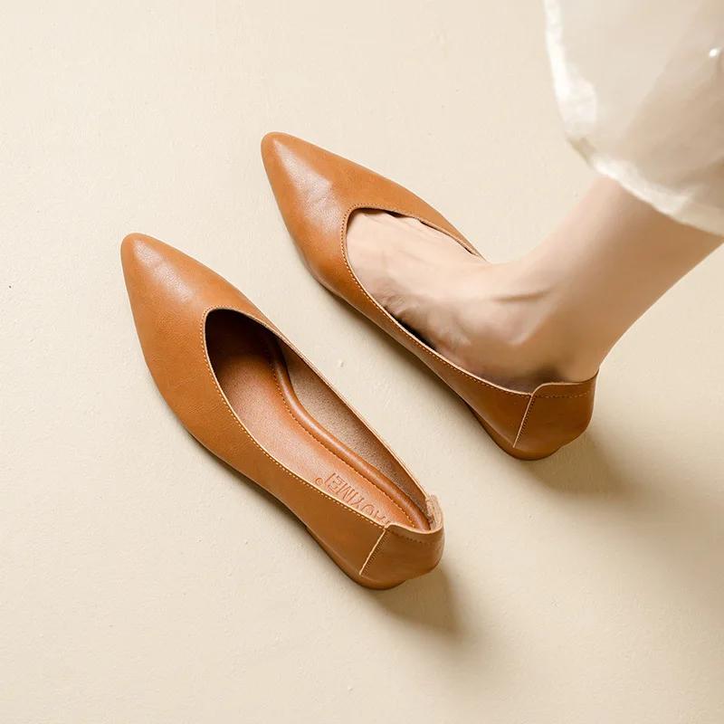 Новые женские туфли из натуральной кожи лодочки лаконичные с острым носом на высоком каблуке модные туфли для платья 41 2970₽