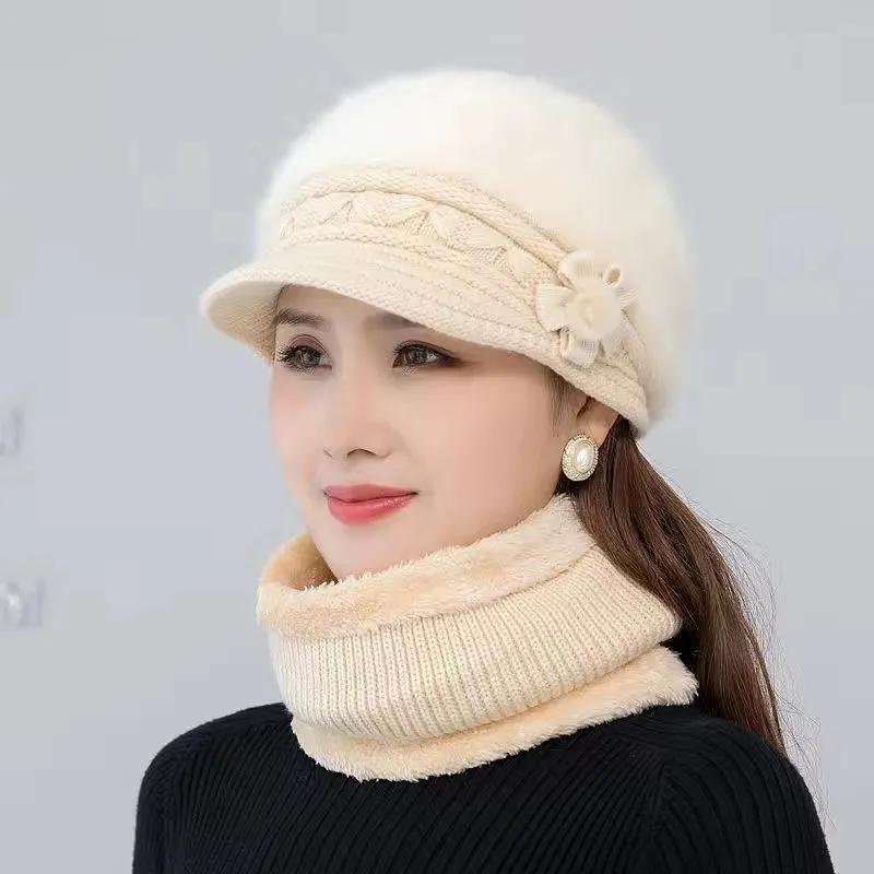 

WTEMPO женские зимние теплые вязаные шапки с меховой подкладкой и шарфом в комплекте женские однотонные повседневные зимние шерстяные шапки из искусственного меха hat + scarf бежевый