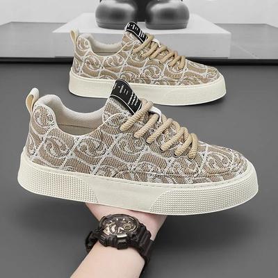 Men's Shoes Spring Breathable Canvas Shoes Trendy Casual Low-top Shoes Men's Printed Trendy Shoes